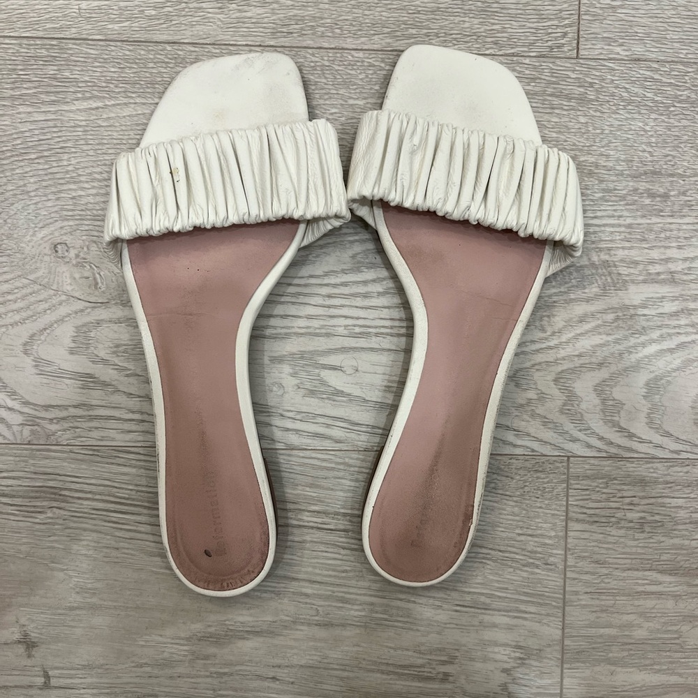 Reformation Marcella Ruched Slides in White